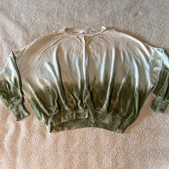 Young Fabulous & Broke Tops - Young Fabulous & Broke Olive and Beige Ombre Sweatshirt Small